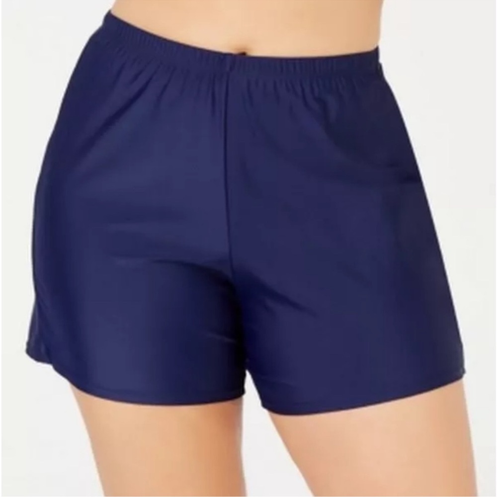 NEW Island Escape Swim Shorts Navy Thigh Minimizer NWT 44.99